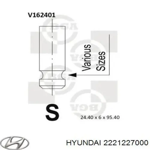 Válvula de escape Hyundai/Kia 2221227000 precio, desde 9,05 EUR