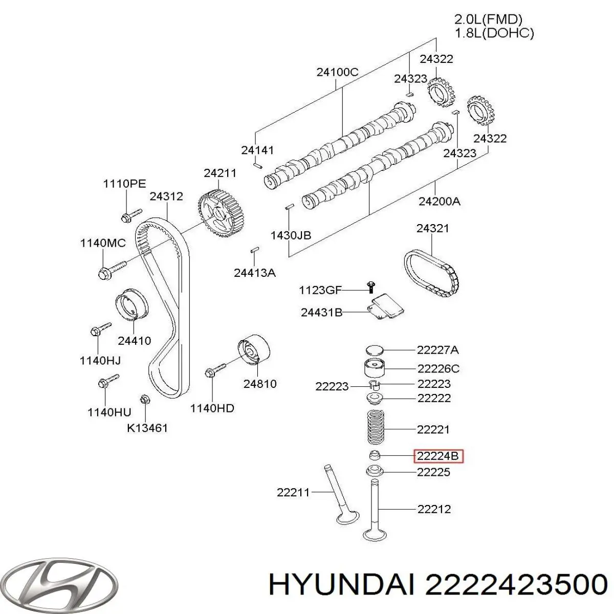 Sello De Aceite De Valvula Hyundai/Kia 2222423500