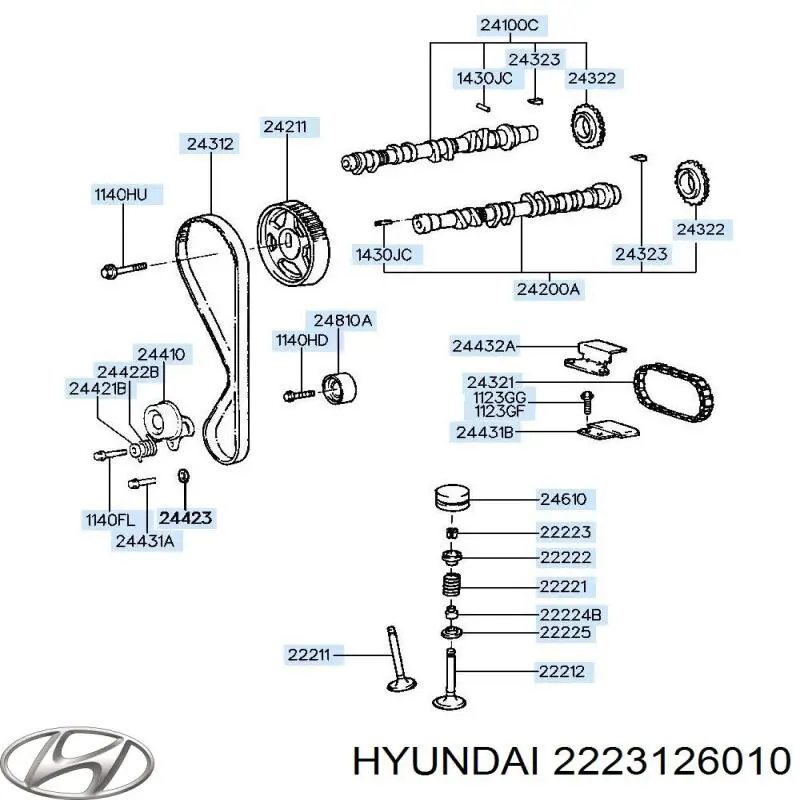 2223126010 Hyundai/Kia empujador de válvula