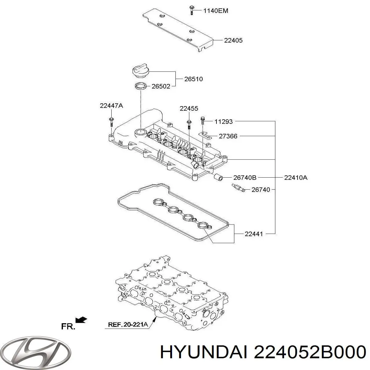 224052B000 Hyundai/Kia cubierta de motor decorativa