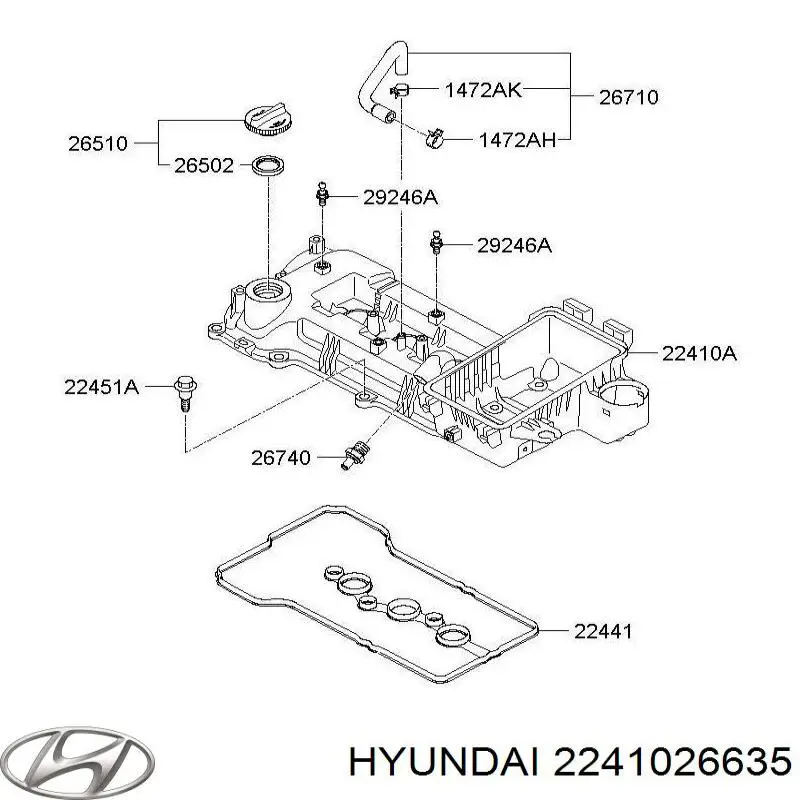 2241026635 Hyundai/Kia tapa de culata