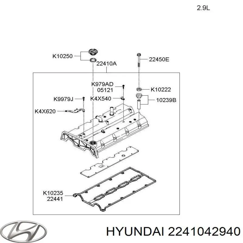 2241042940 Hyundai/Kia tapa de culata