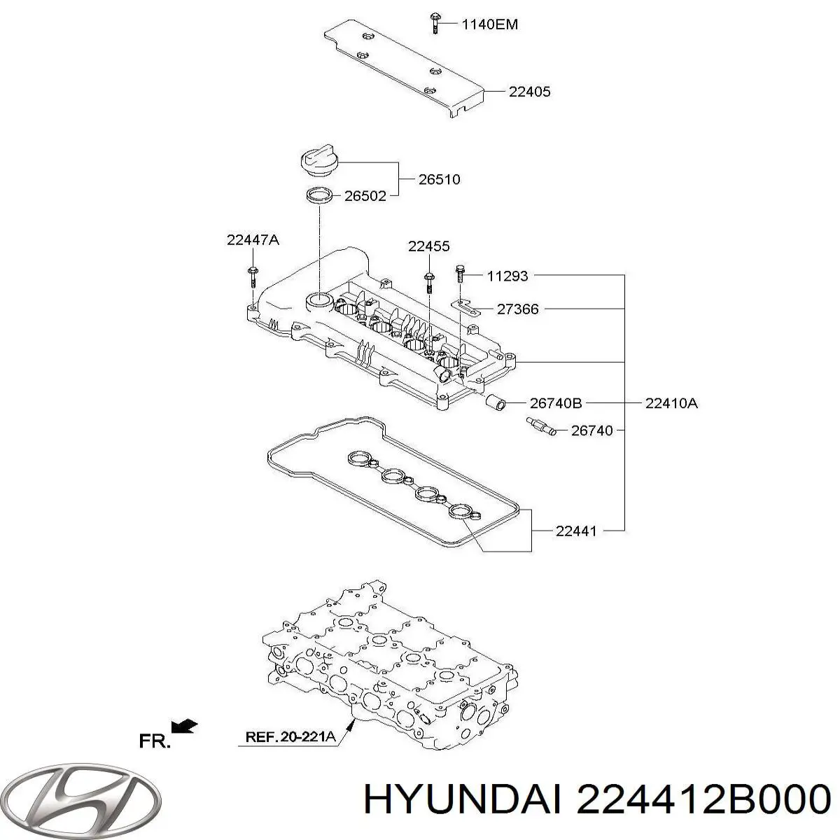 Juego de juntas de tapa de balancines 224412B000 Hyundai/Kia