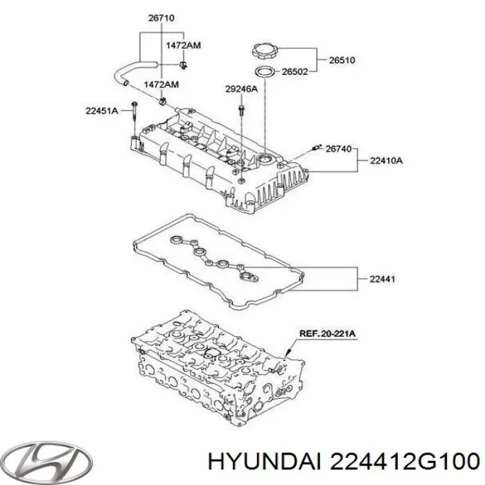 Comprar 224412G100 Hyundai/Kia Junta de tapa de balancines