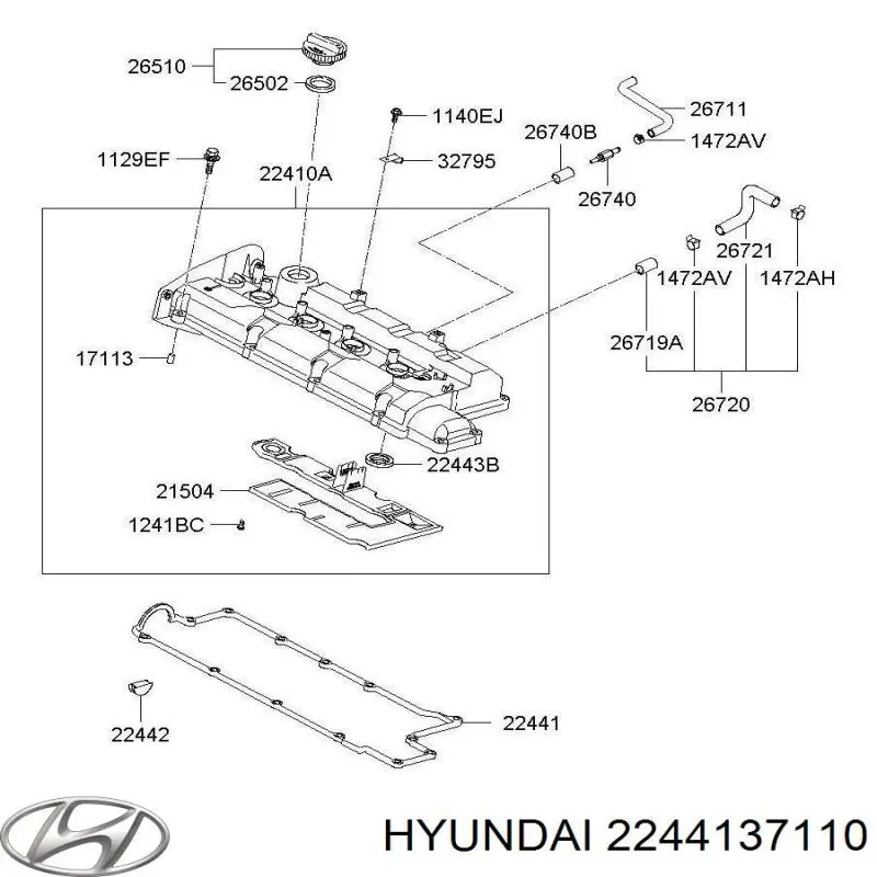 Junta tapa de balancines 2244137110 Hyundai/Kia