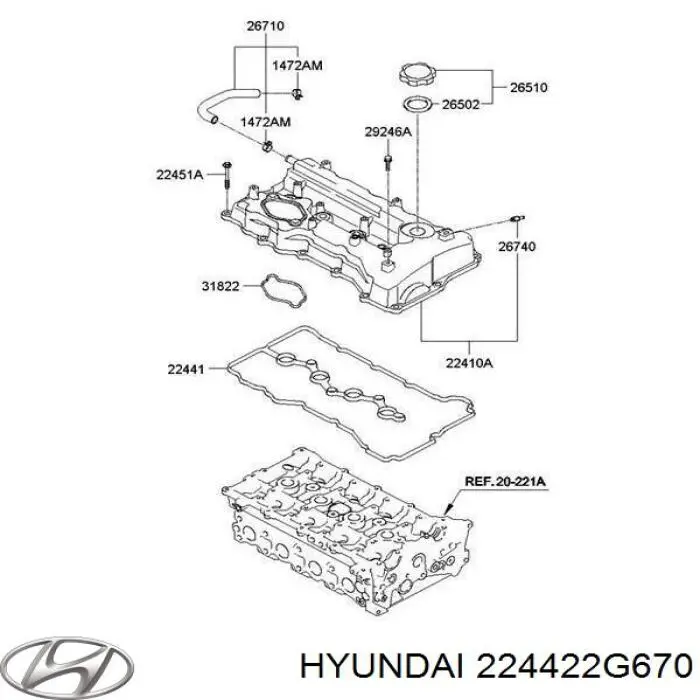 224422G670 Hyundai/Kia junta de tapa de valvula