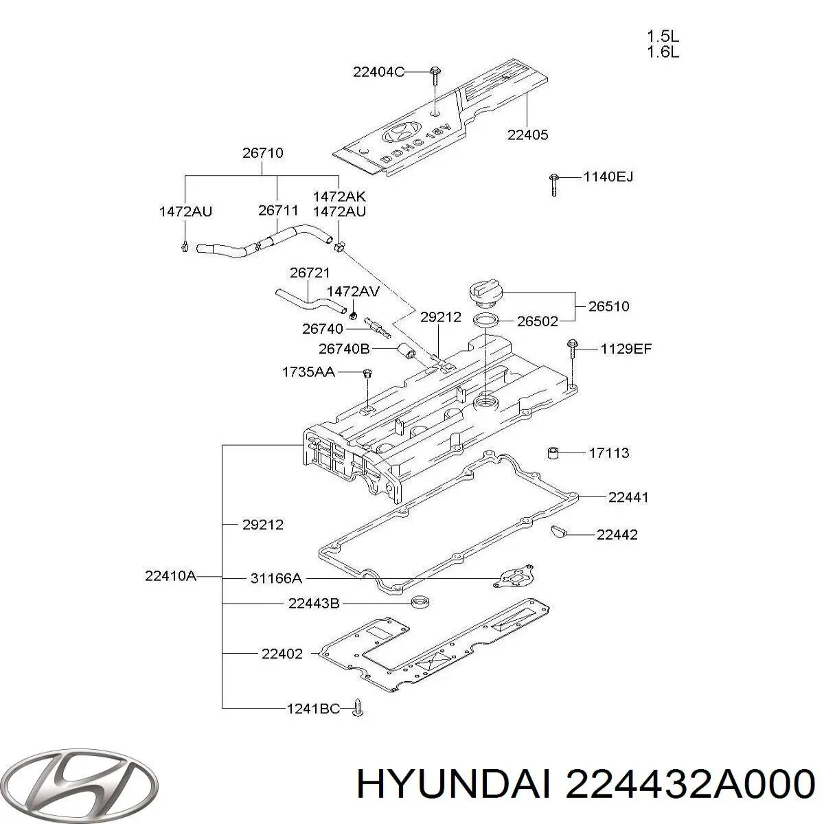Junta anular, cavidad bujía para Hyundai Accent (MC)