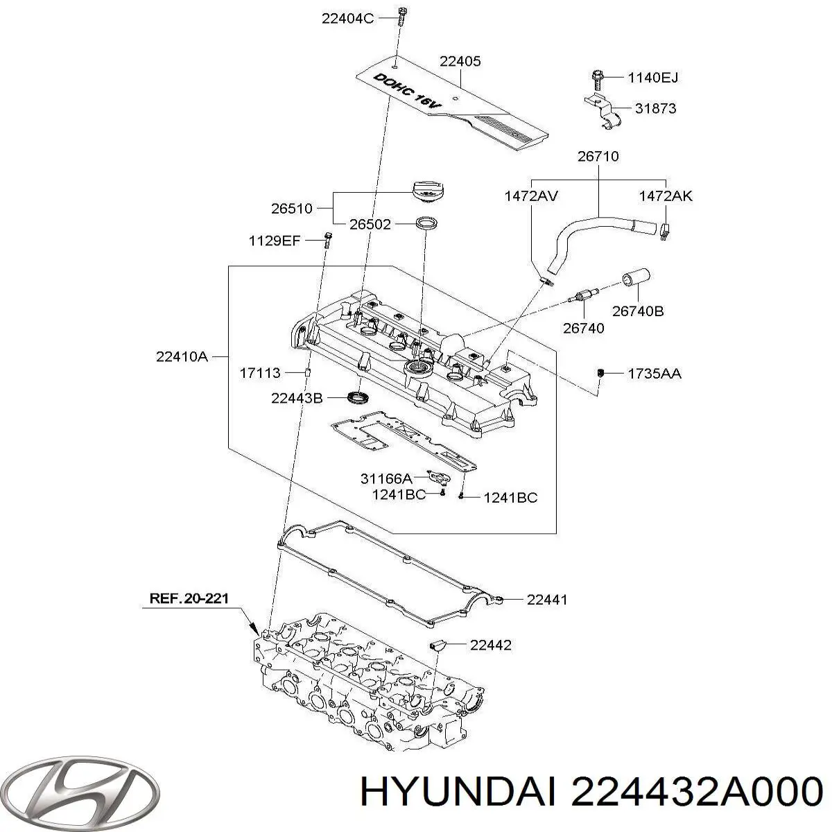 Comprar 224432A000 Hyundai/Kia Anillo de sellado del pozo de la bujía