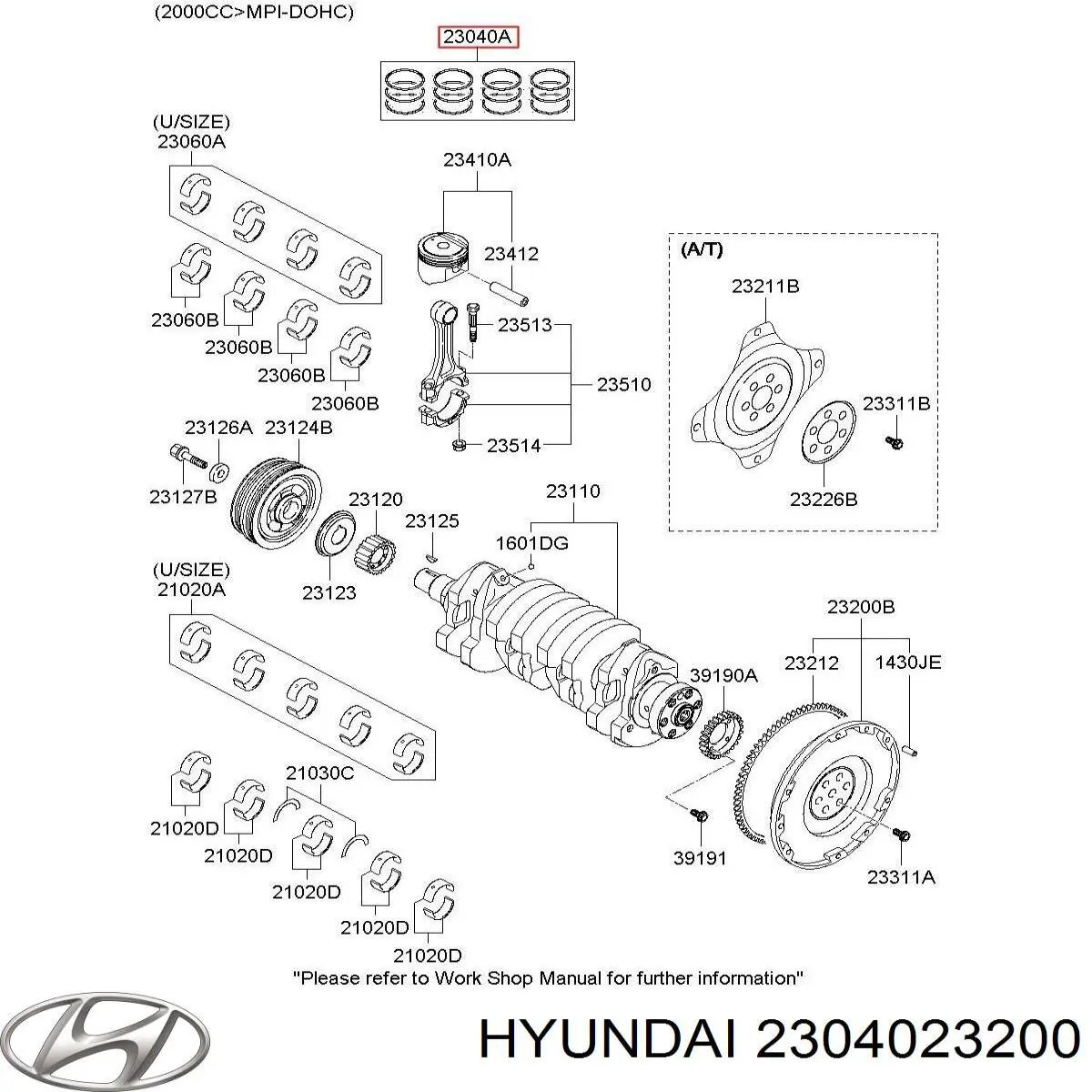 Comprar 2304023200 Hyundai/Kia Juego de anillos de pistón, motor, STD