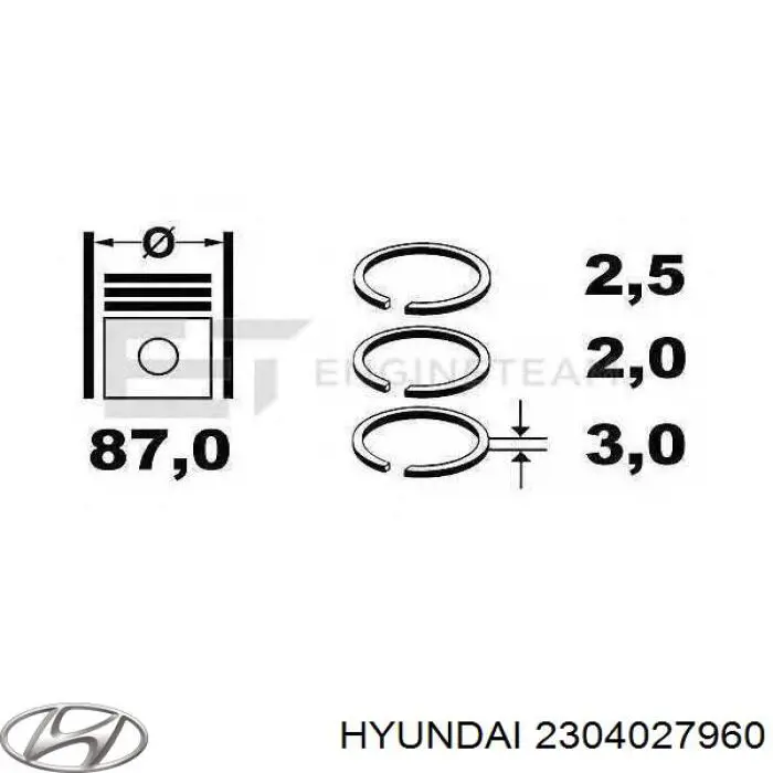 Juego de anillos de pistón, motor, STD 2304027940 Hyundai/Kia