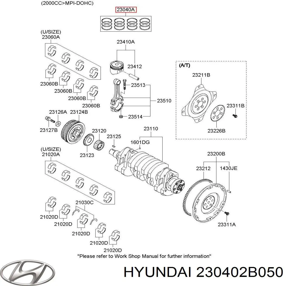 Juego de aros de pistón para 1 cilindro, STD Hyundai I20 (PB)