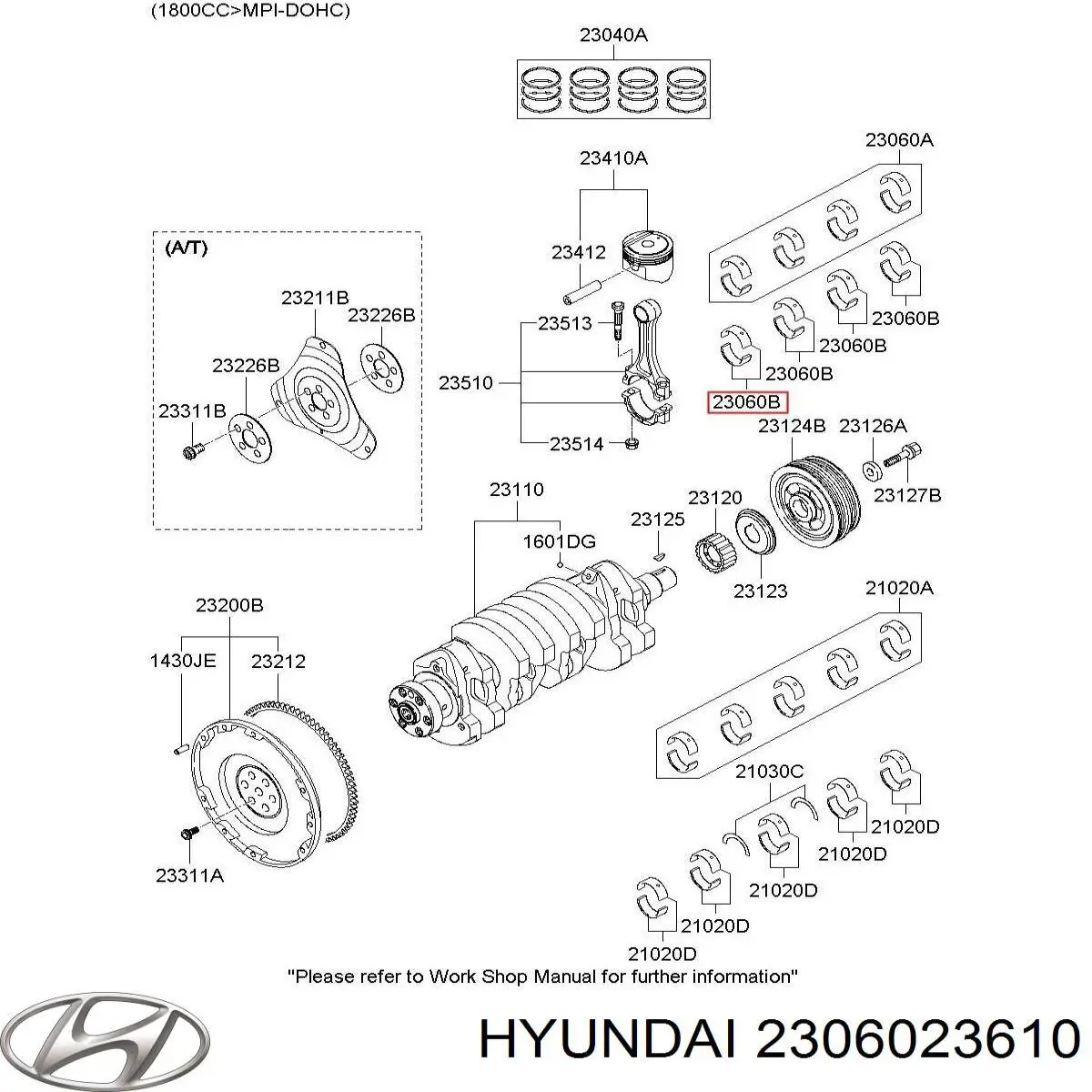 2306023610 Hyundai/Kia juego de cojinetes de biela, estándar (std)