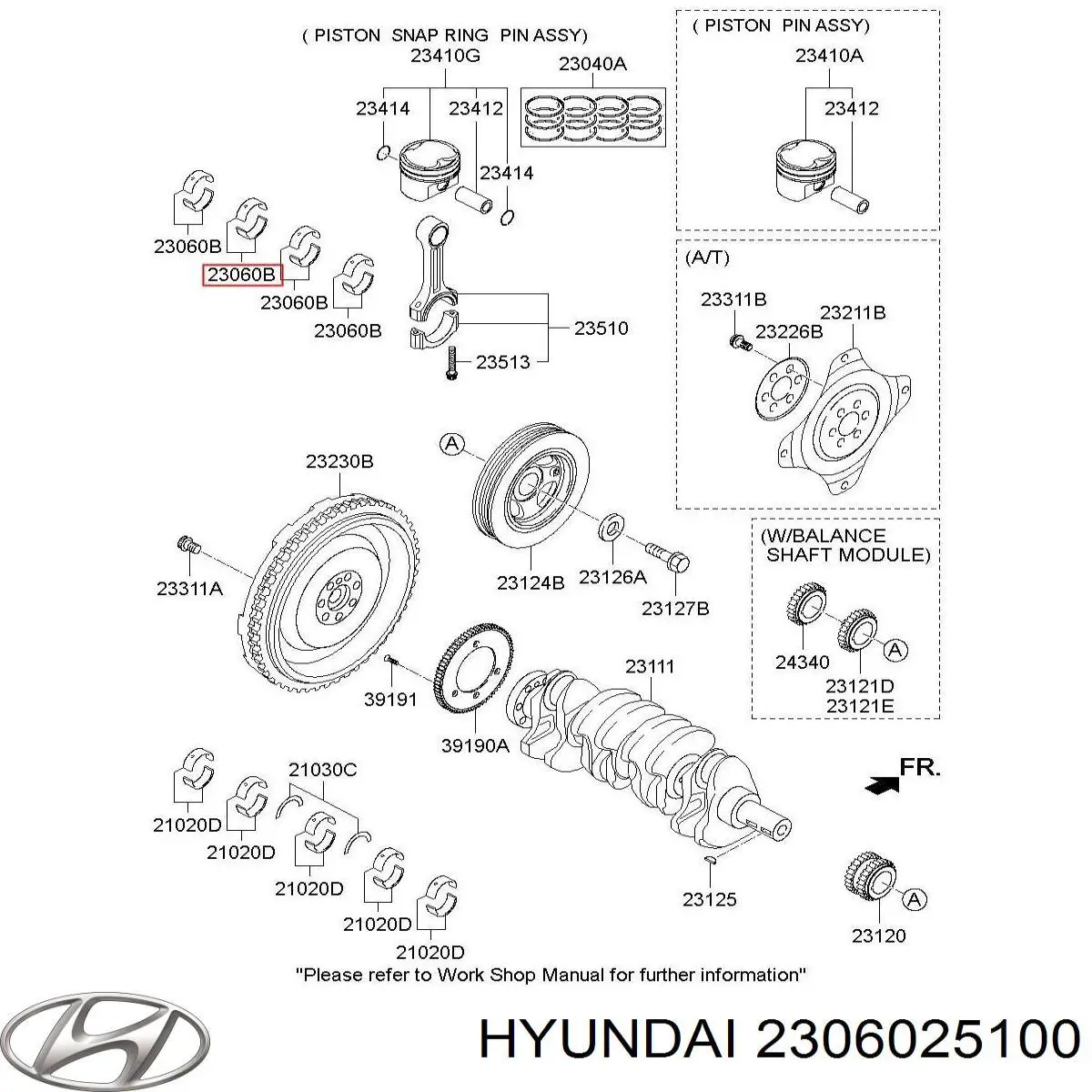 Juego de cojinetes de biela, estándar (STD) para Hyundai Tucson (TM)