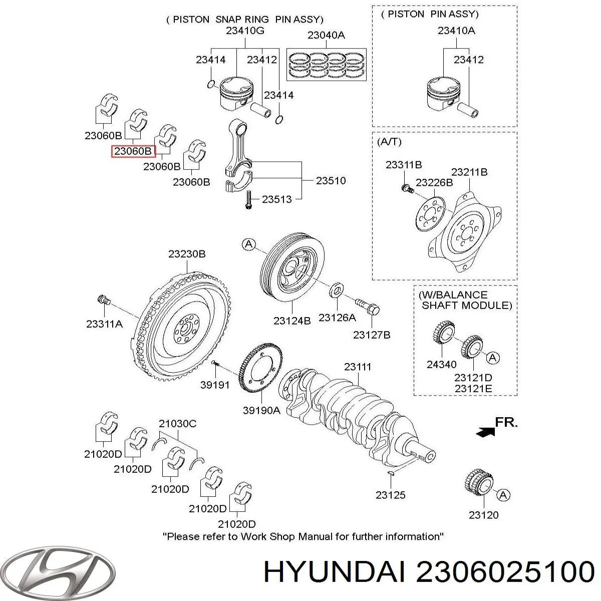 230602G000 Hyundai/Kia juego de cojinetes de biela, estándar (std)