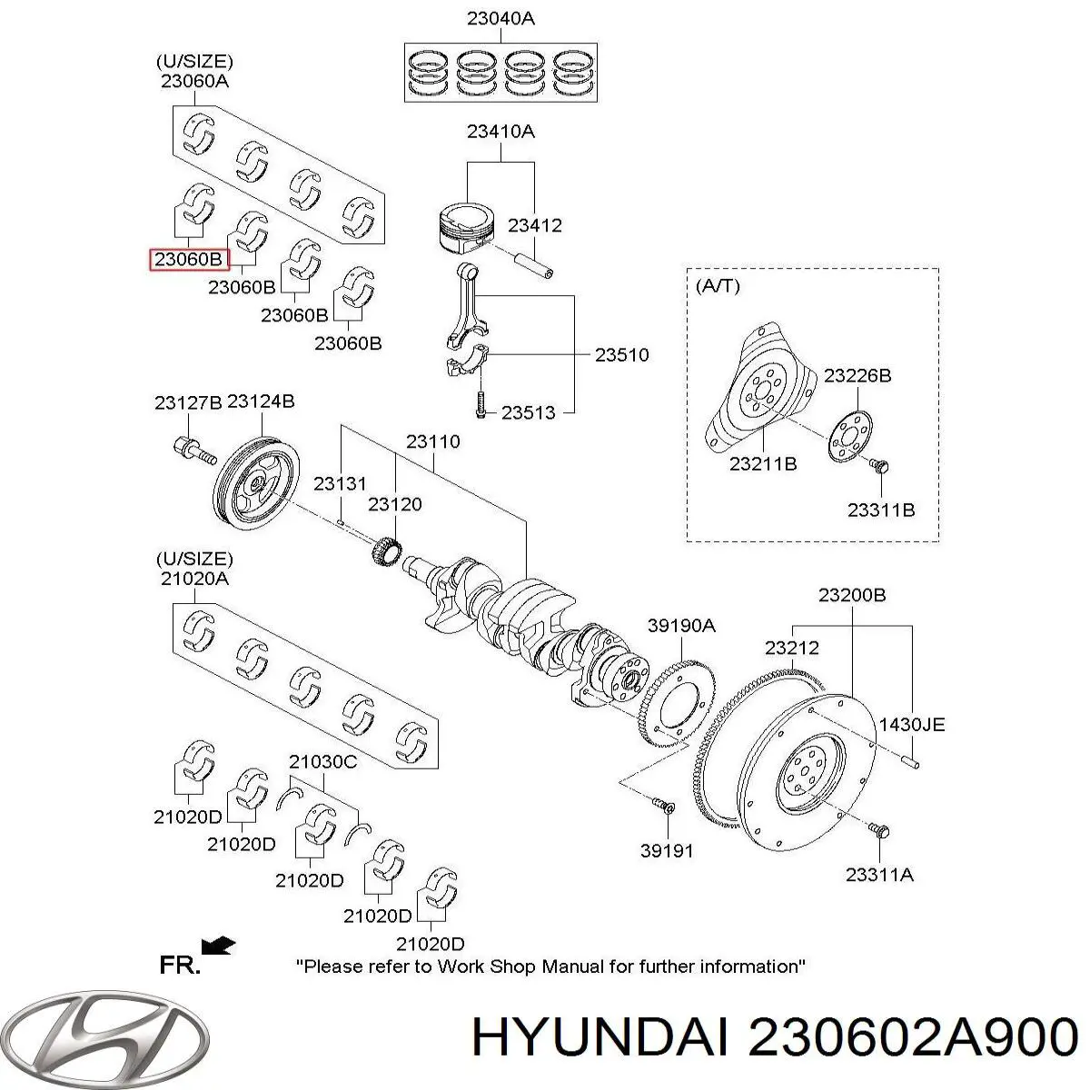 Juego de cojinetes de biela, estándar (STD) para Hyundai Accent (MC)