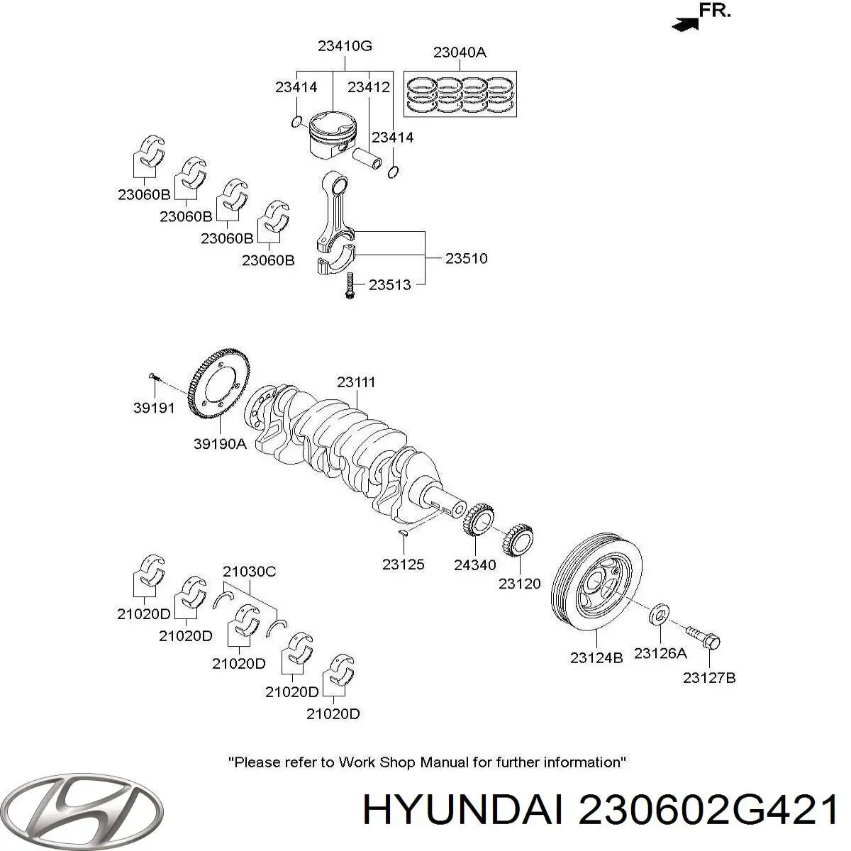 230602G421 Hyundai/Kia juego de cojinetes de biela, estándar (std)