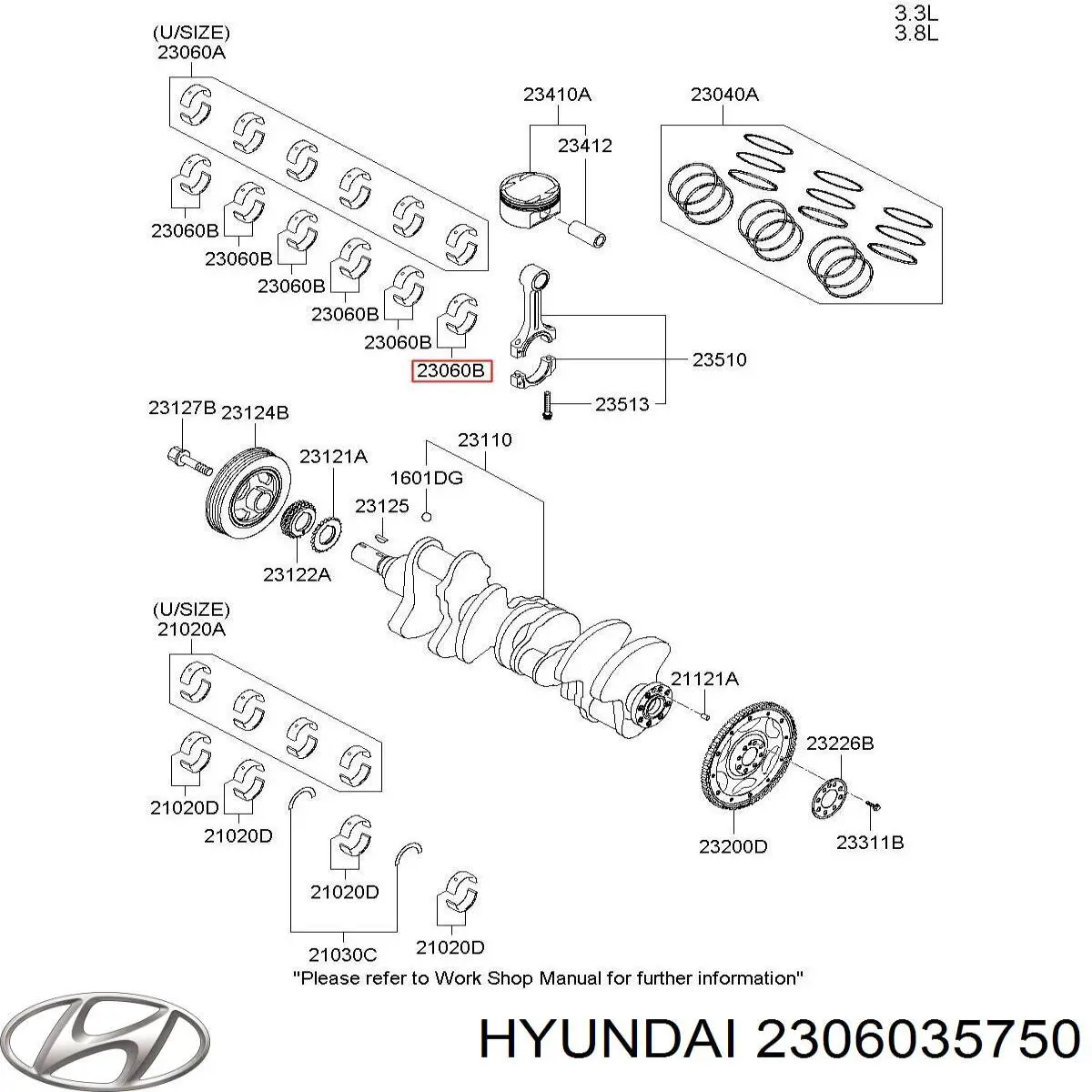 2361135704 Hyundai/Kia cojinetes de biela
