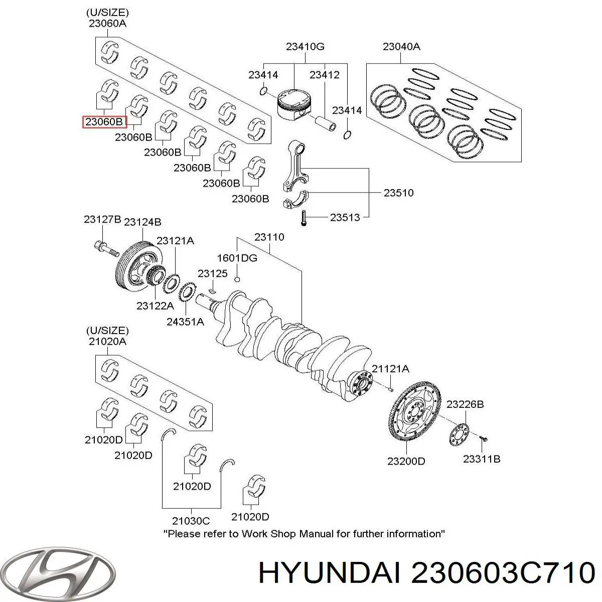 230603C710 Hyundai/Kia cojinetes de biela