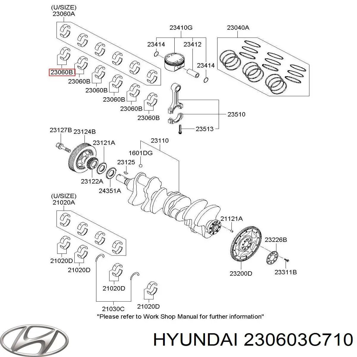 230603C712 Hyundai/Kia juego de cojinetes de biela, estándar (std)