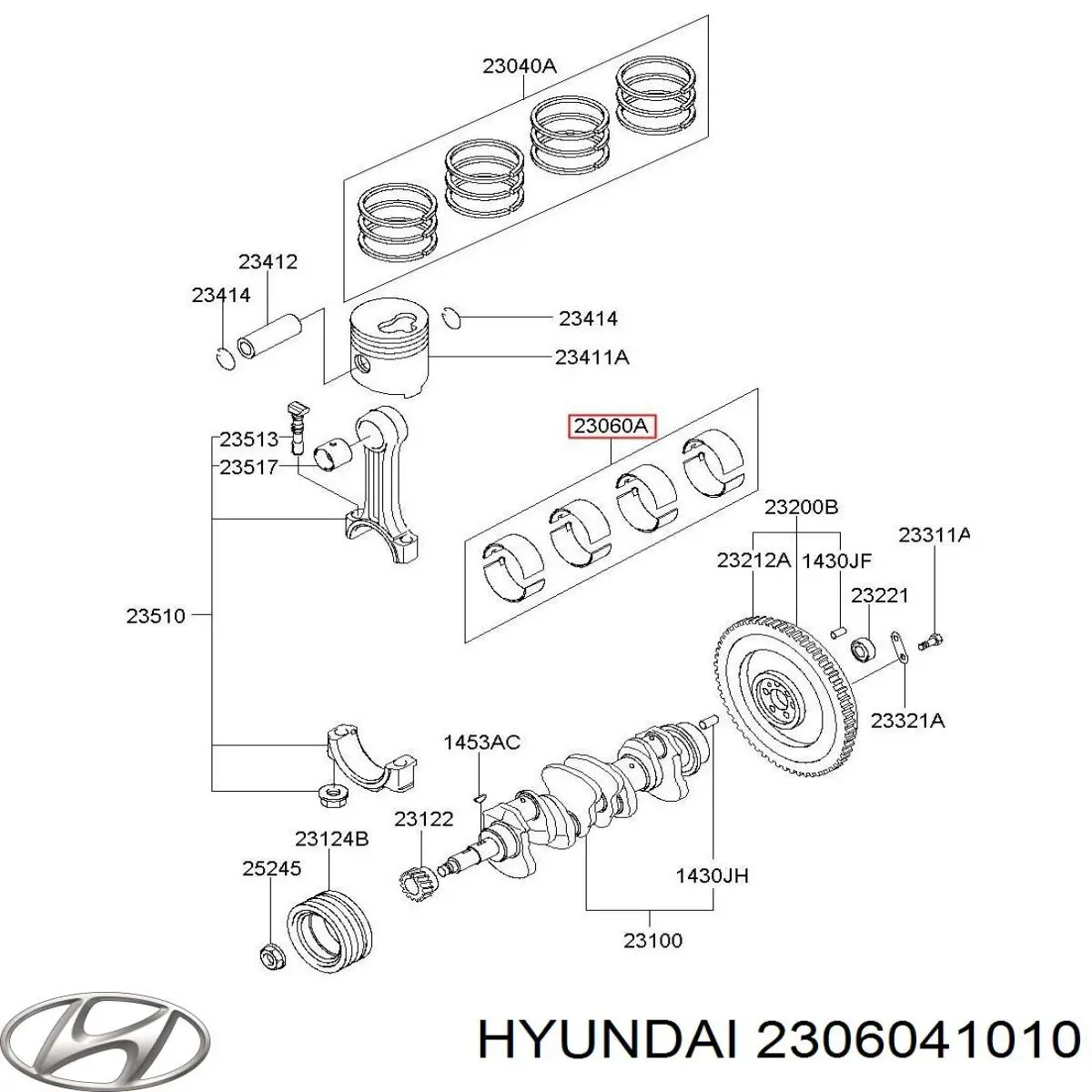 2306041010 Hyundai/Kia juego de cojinetes de biela, estándar (std)