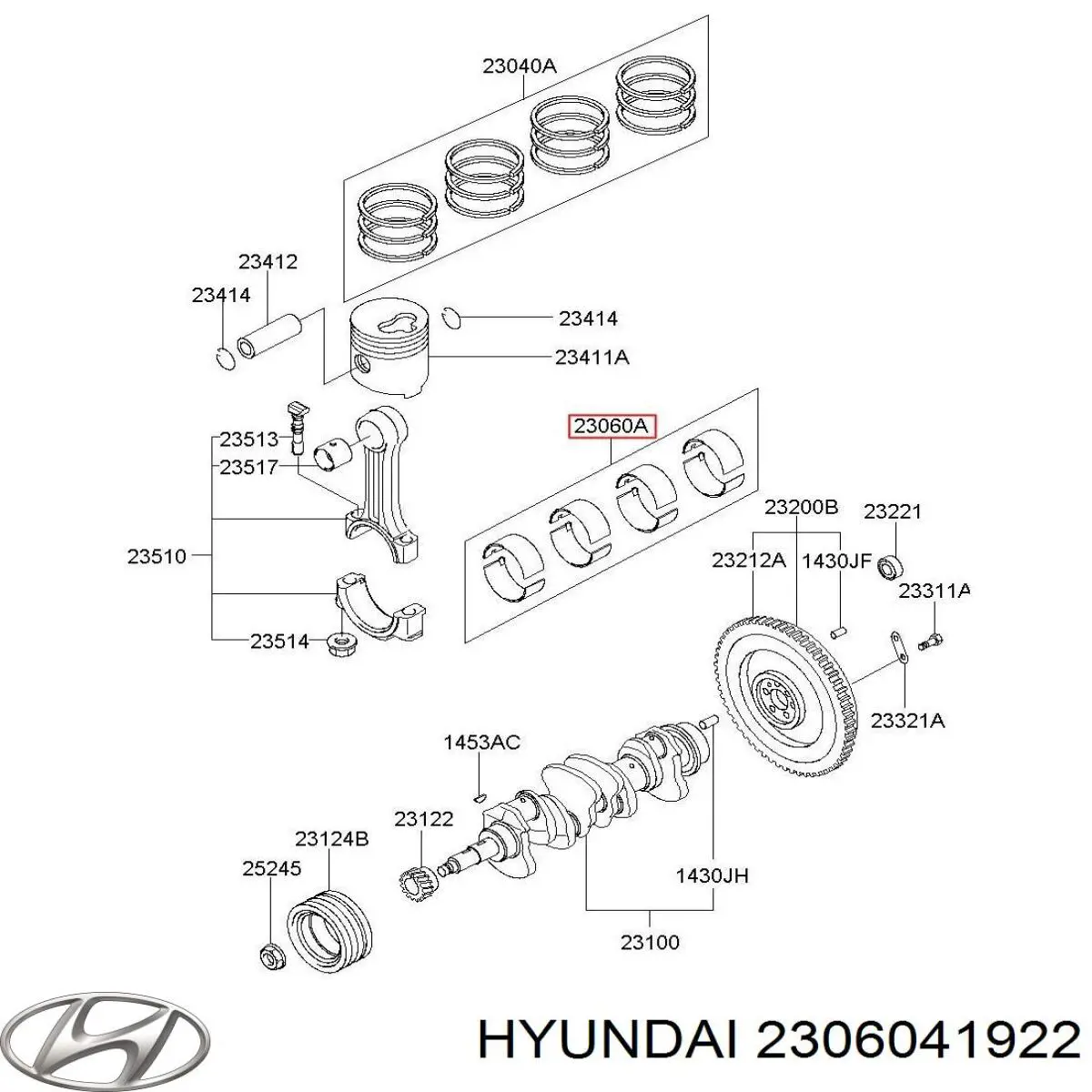 2306041922 Hyundai/Kia juego de cojinetes de biela, cota de reparación +0,50 mm