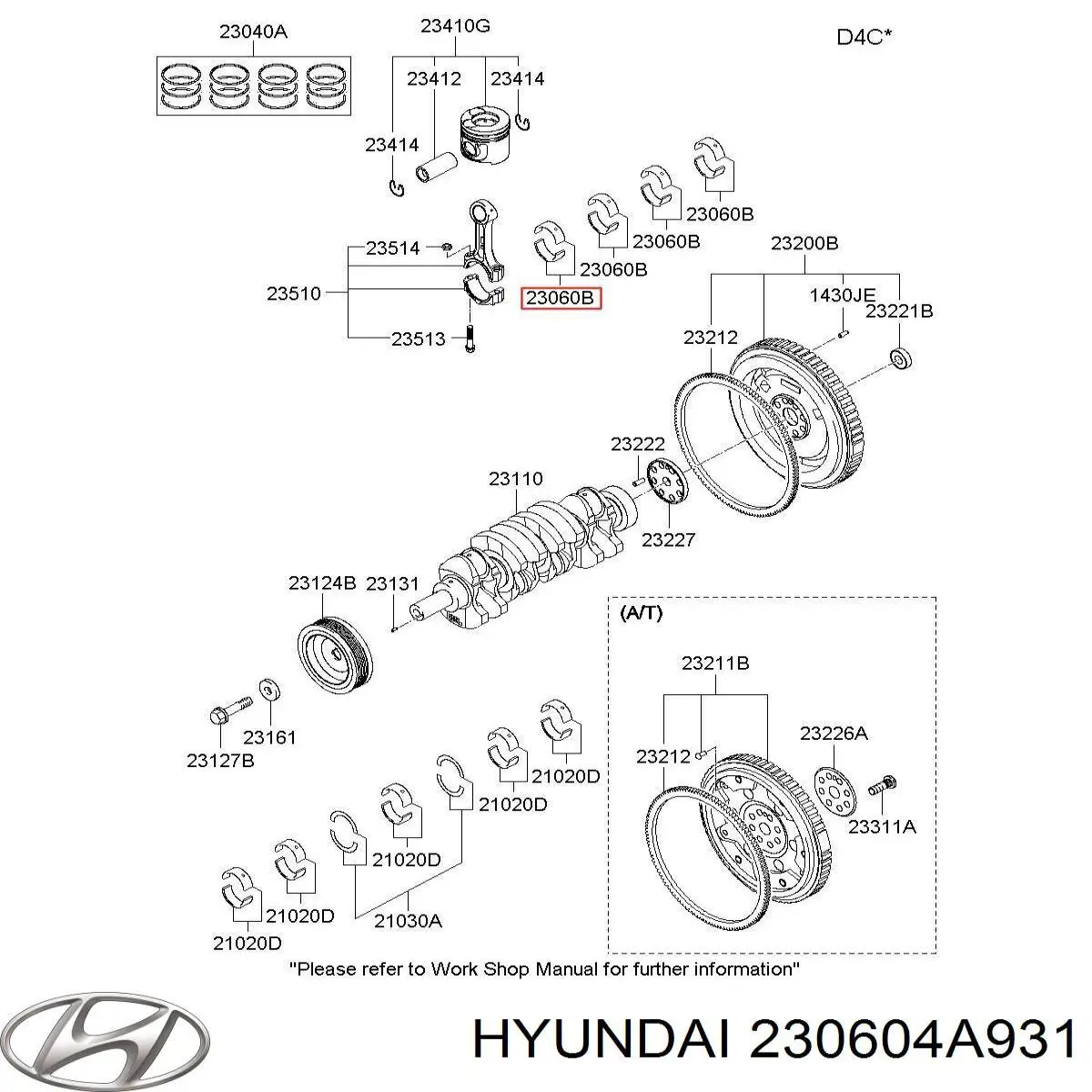 Juego de cojinetes de biela, cota de reparación +1,00 mm para Hyundai H-1 STAREX (TQ)