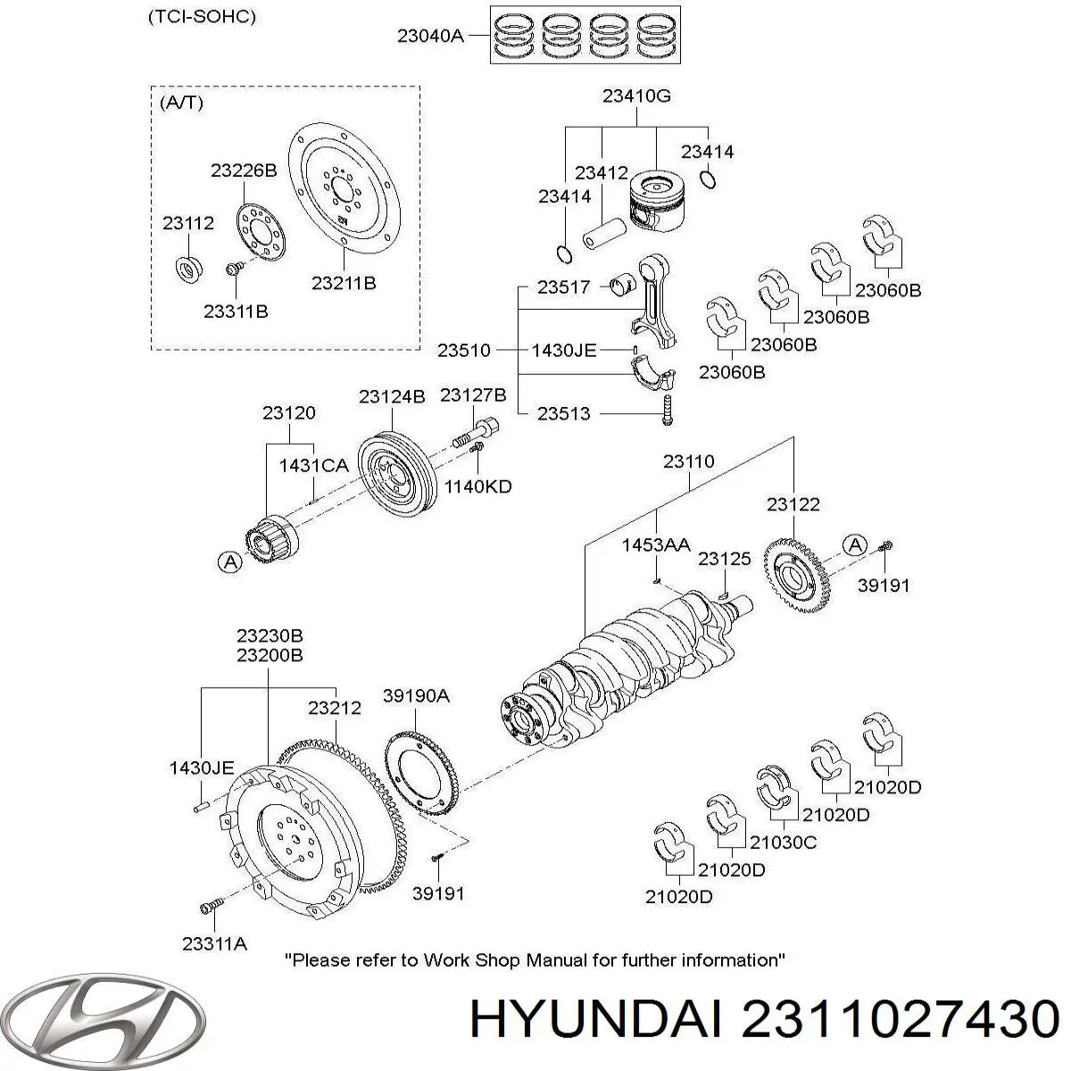 2311027430 Hyundai/Kia cigüeñal