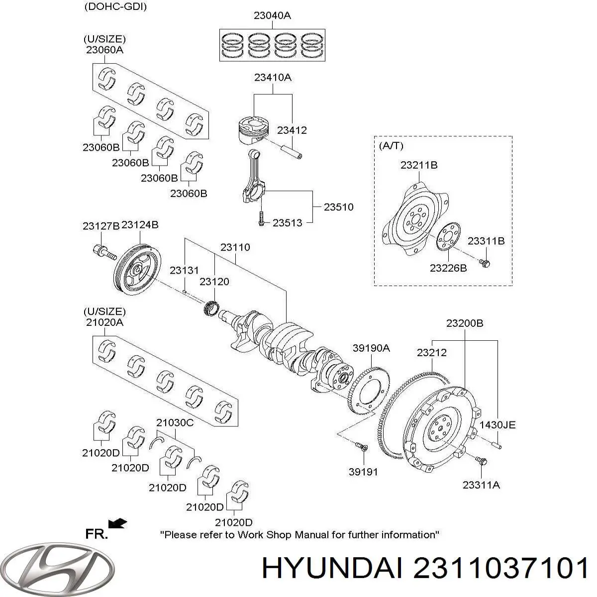 2311037101 Hyundai/Kia cigüeñal