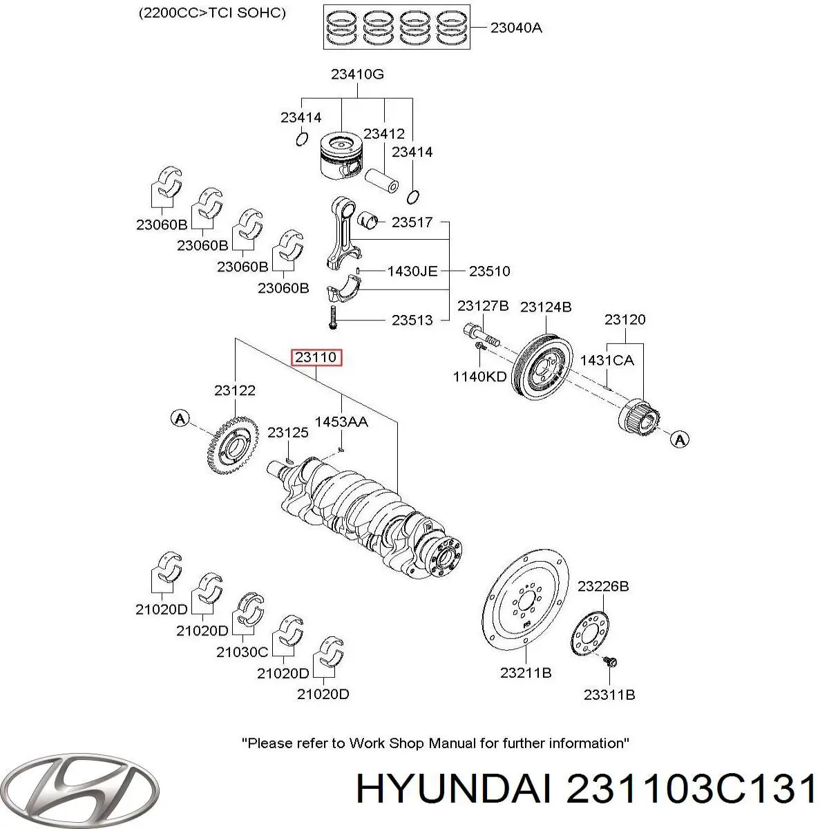 Cigüeñal Hyundai/Kia 231103C131 precio, desde 2130,64 EUR