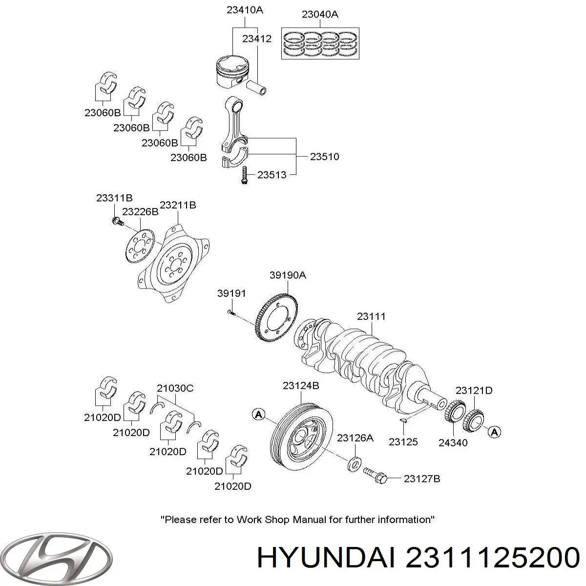 Cigüeñal 2311125200 Hyundai/Kia