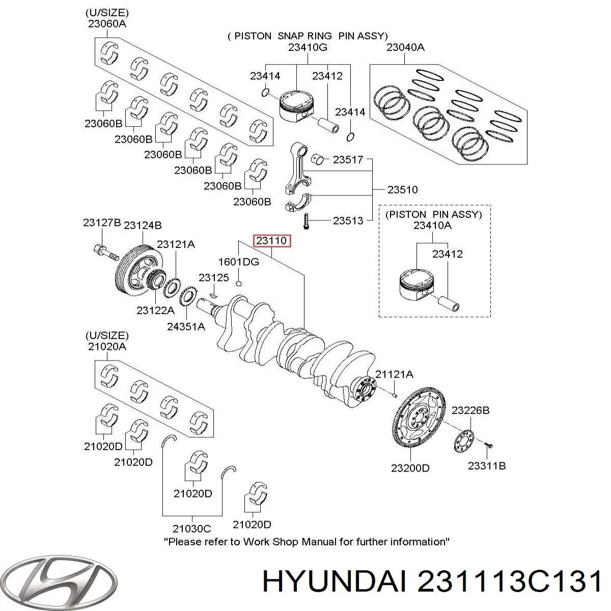 231113C131 Hyundai/Kia cigüeñal