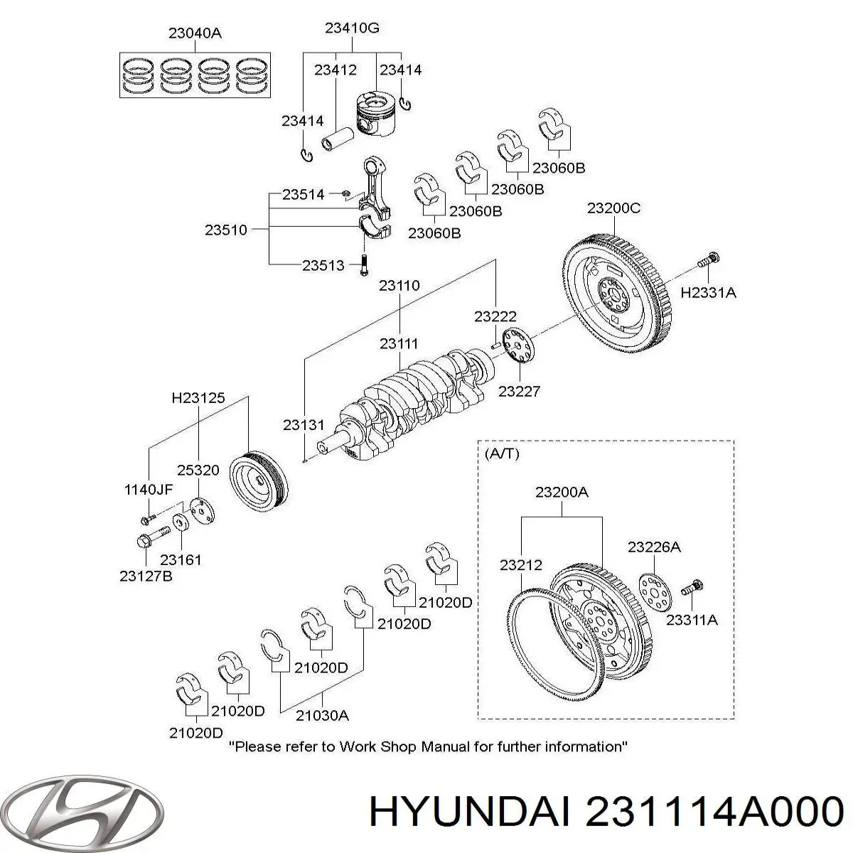 Comprar 231114A000 Hyundai/Kia Cigüeñal