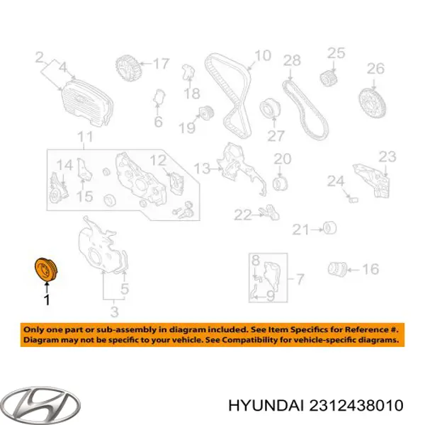 Polea de cigüeñal 2312438000 Hyundai/Kia