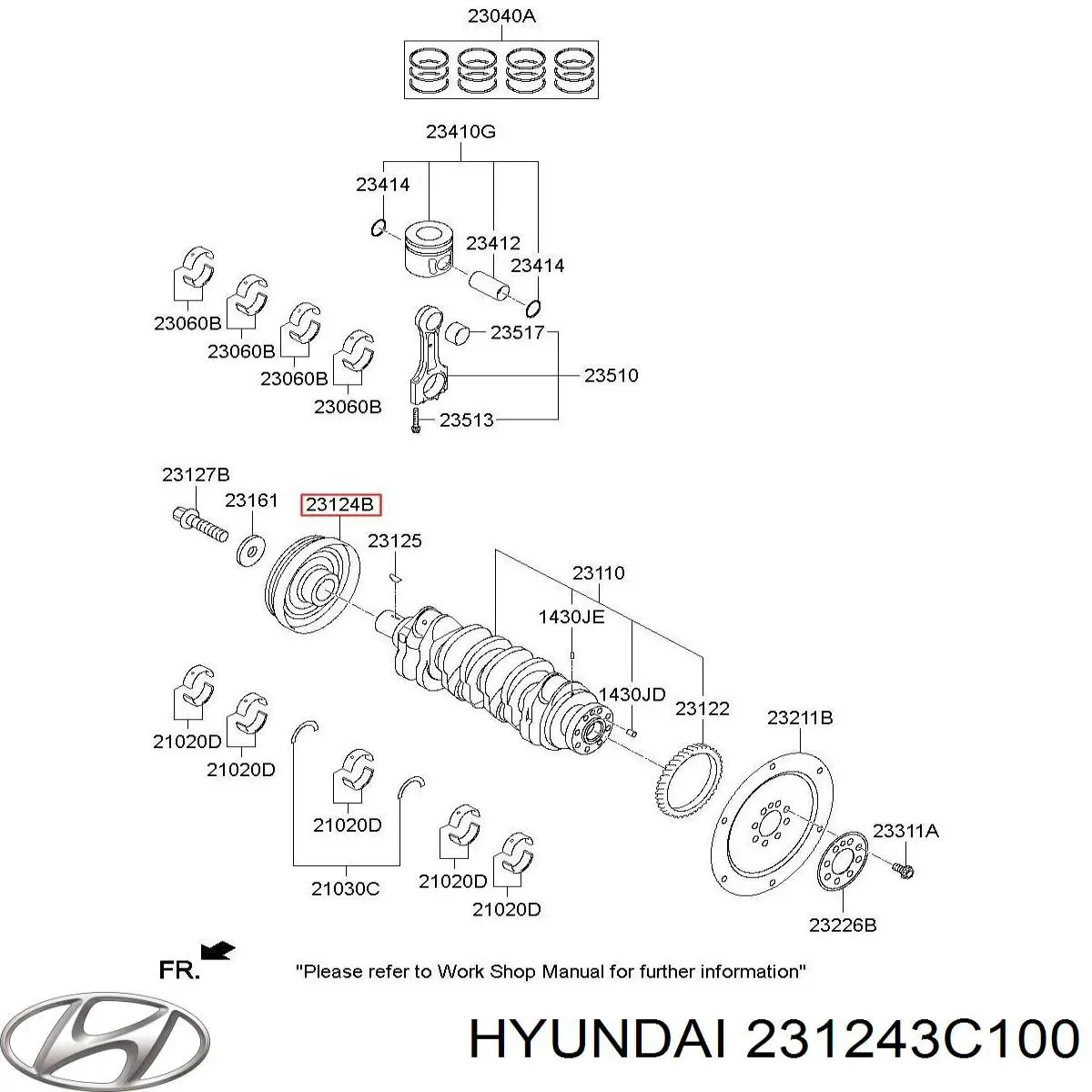 Comprar 231243C100 Hyundai/Kia La polea del cigüeñal
