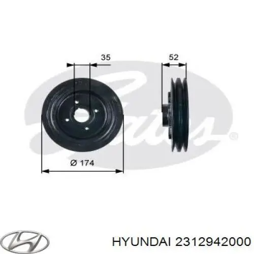 Comprar 2312942000 Hyundai/Kia La polea del cigüeñal