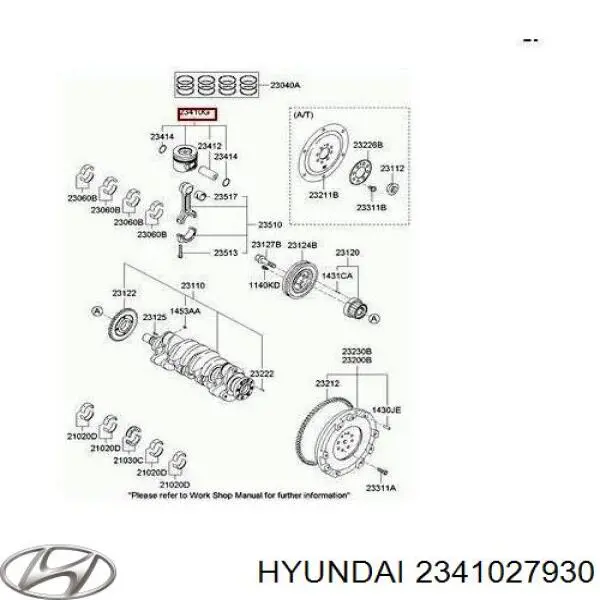 2341027930 Hyundai/Kia pistón con bulón sin anillos, std