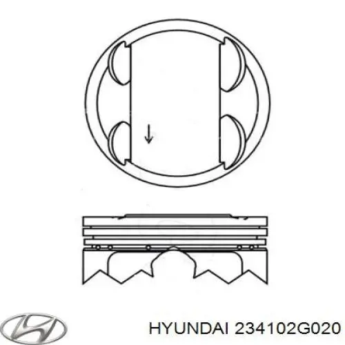 234102G020 Hyundai/Kia pistón con bulón sin anillos, std