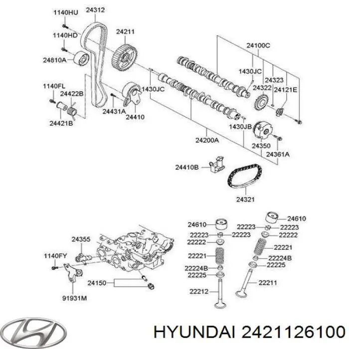 2421126100 Hyundai/Kia piñón del árbol de levas