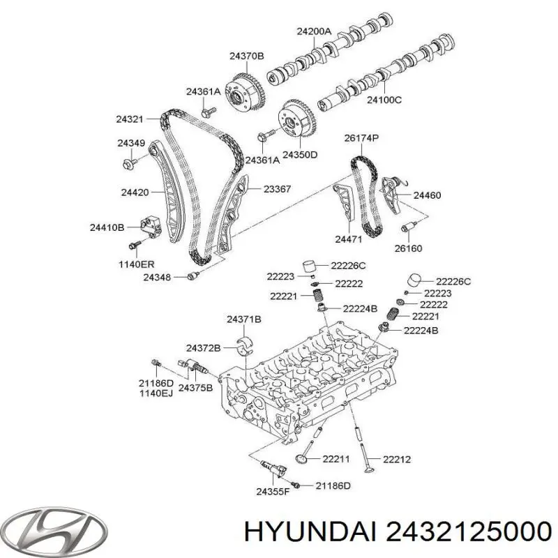 Cadena de distribución 2432125000 Hyundai/Kia