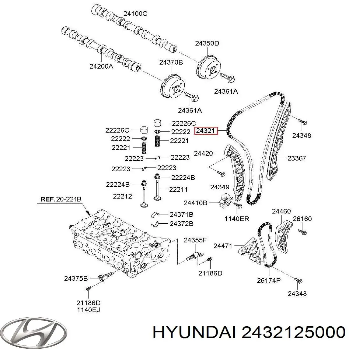 Cadena de distribución motor Hyundai/Kia 2432125000