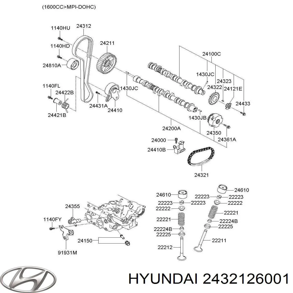 Cadena de distribución para Hyundai Matrix (FC)