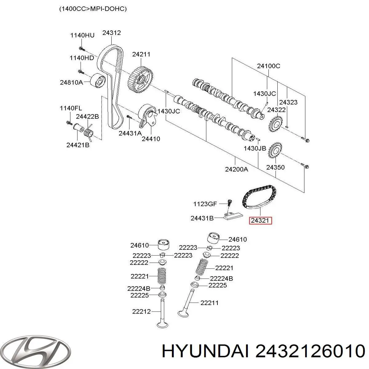 2432126010 Hyundai/Kia cadena de distribución
