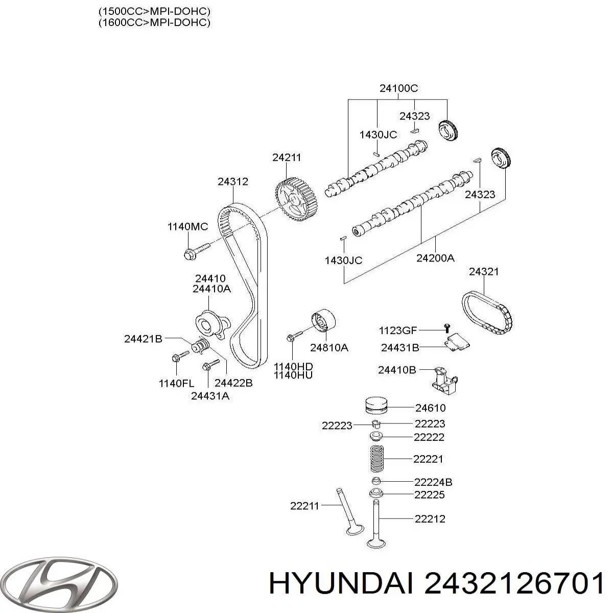 2432126701 Hyundai/Kia cadena de distribución