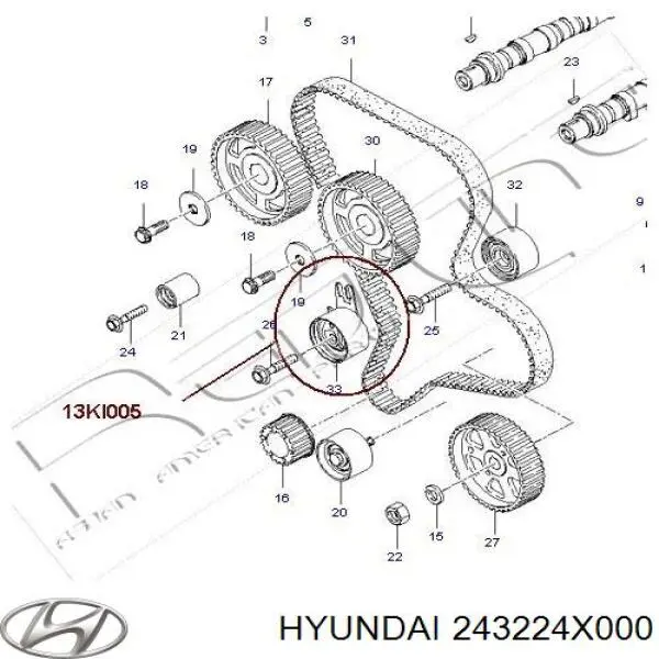 Rodillo, cadena de distribución HYUNDAI 243224X000