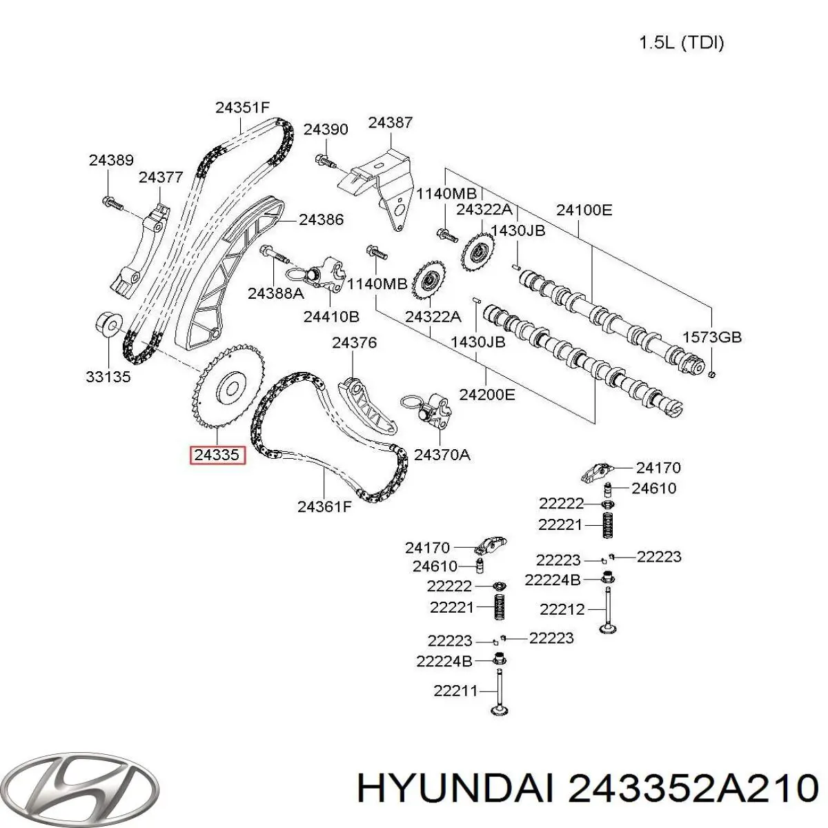243352A210 Hyundai/Kia rueda dentada, bomba inyección