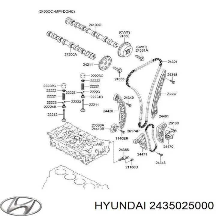 Comprar 2435025000 Hyundai/Kia Rueda dentada del árbol de levas de admisión