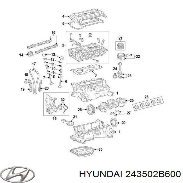 Piñón del árbol de levas lado de admisión para Hyundai I40 (VF)