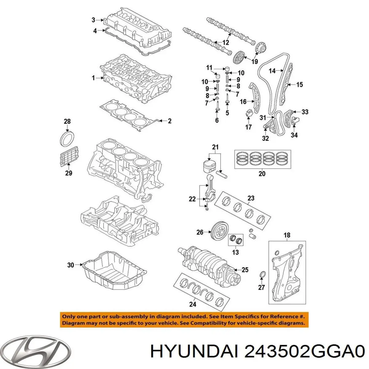 243502GGA0 Hyundai/Kia rueda dentada, árbol de levas lado de admisión