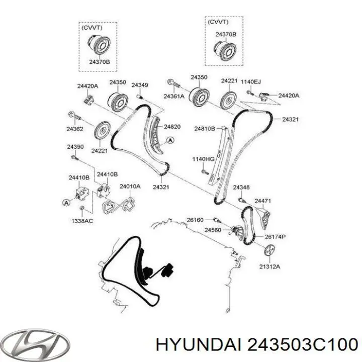 Engranaje árbol de levas lado de admisión para Hyundai IX55 