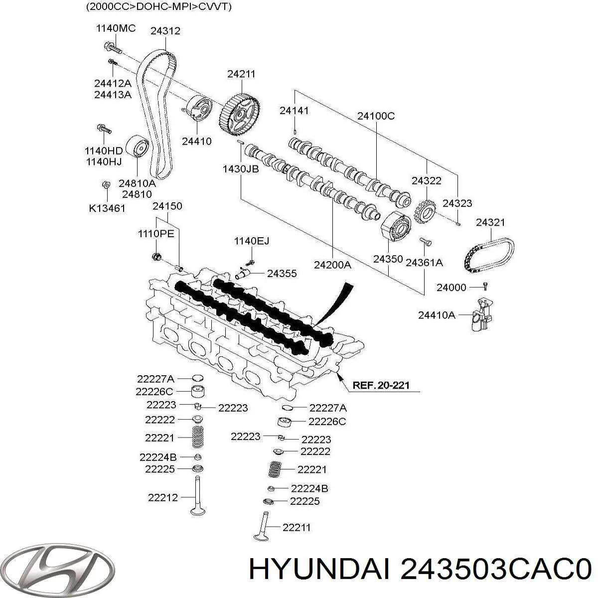 Comprar 243503CAC0 Hyundai/Kia Rueda dentada del árbol de levas de admisión